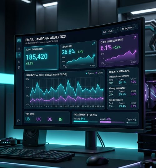 digital dashboard showing email …