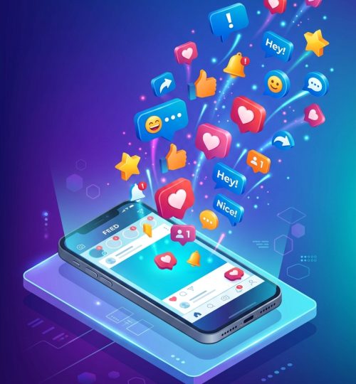 smartphone with social media icons